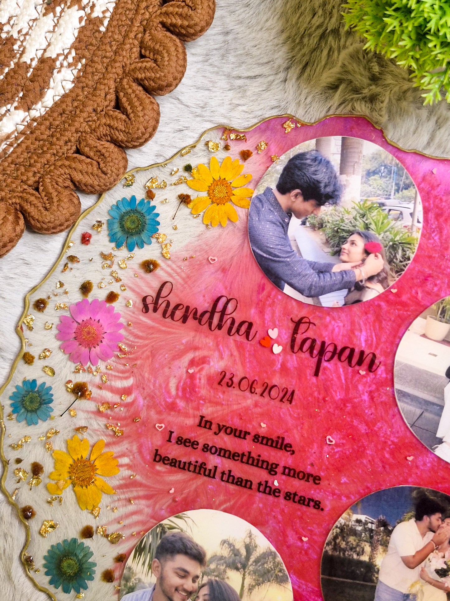 Resin Photo Frame Couple's Name, Date & Quote Keepsake