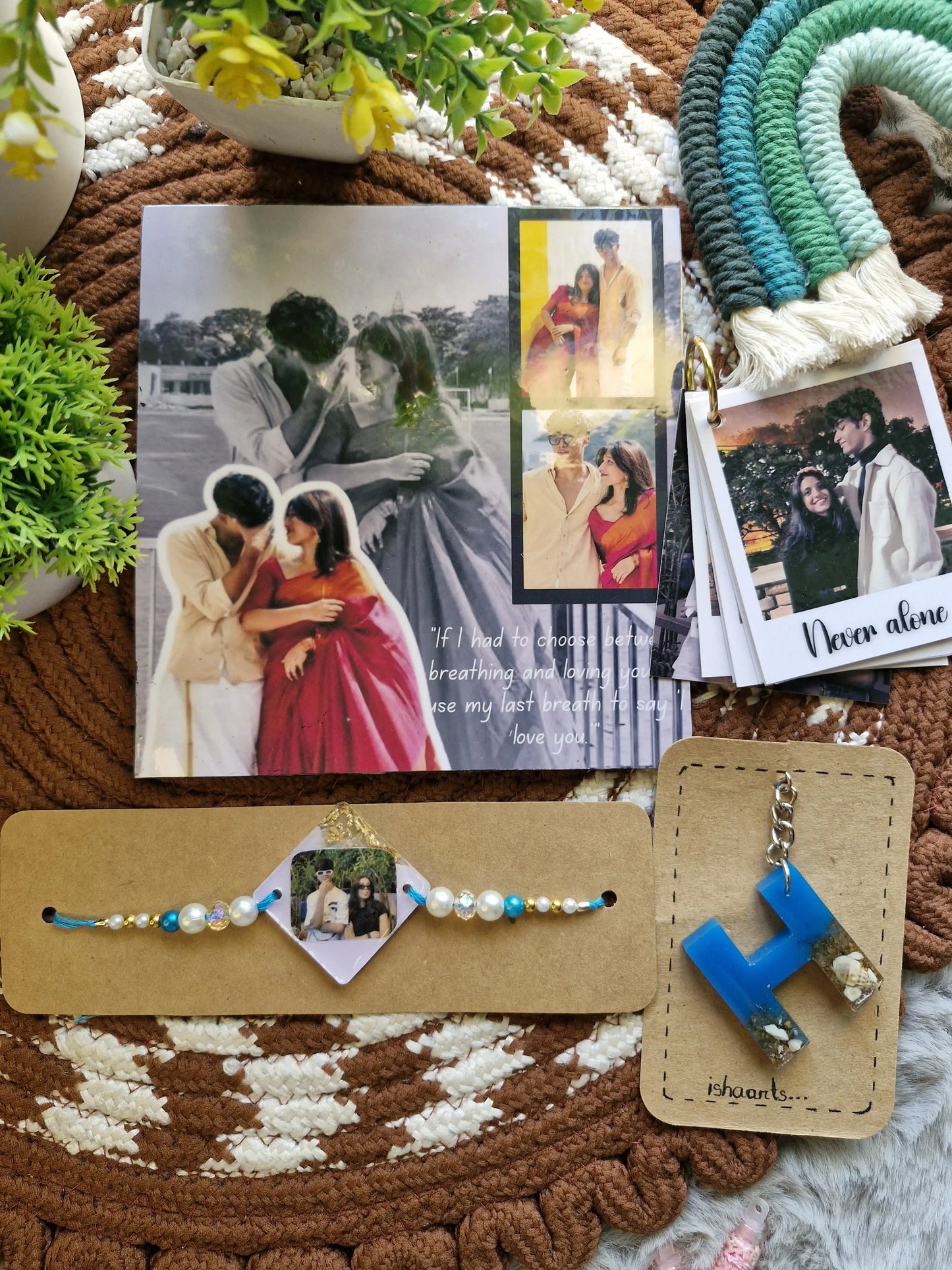 Personalized Rakhi Gift Hamper – Photo Collage, Keychain & Rakhi