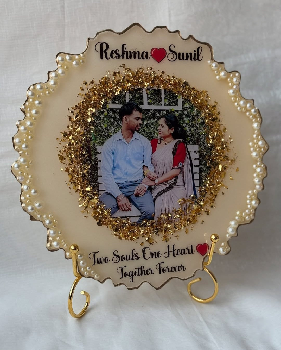 Resin Photo Frame with Couple Name & Love Quote