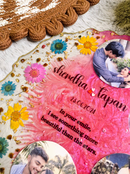 Resin Photo Frame Couple's Name, Date & Quote Keepsake