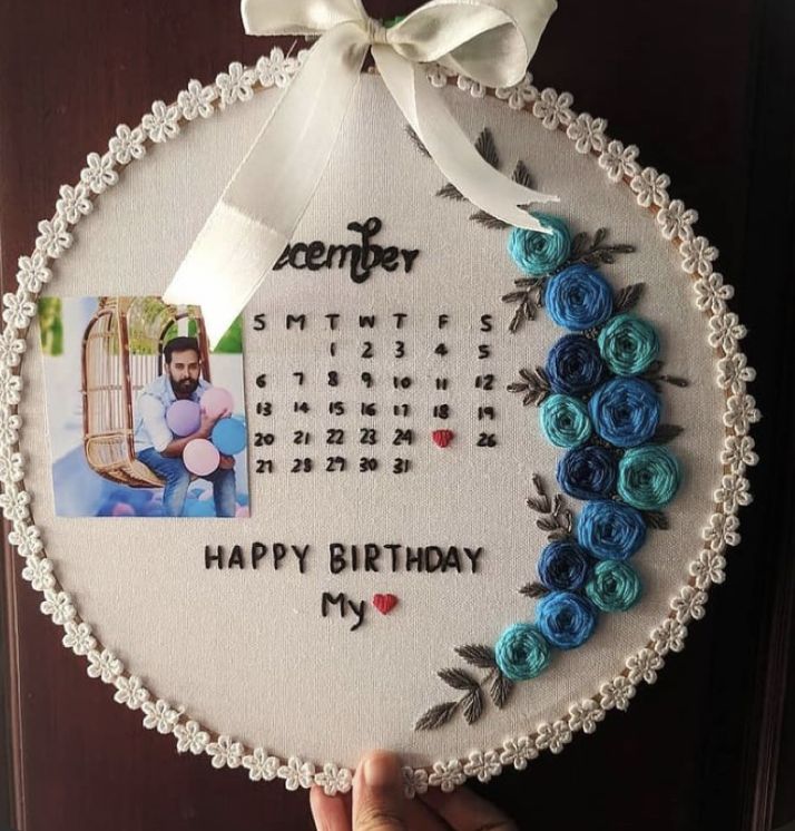 Calendar With Photo Embroidery Hoop Art