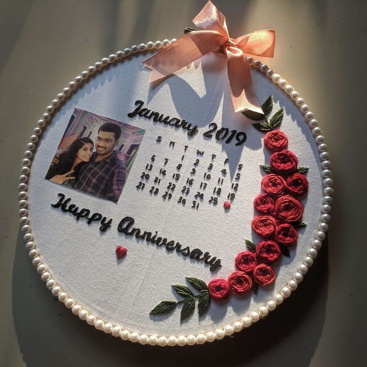 Calendar With Photo Embroidery Hoop Art