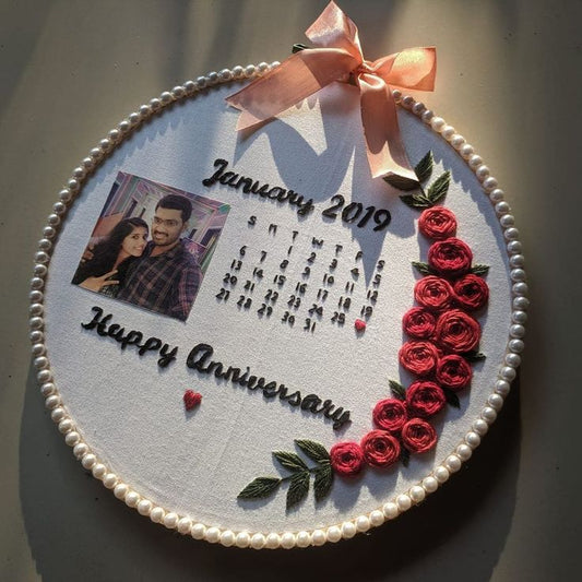 Calendar With Photo Embroidery Hoop Art