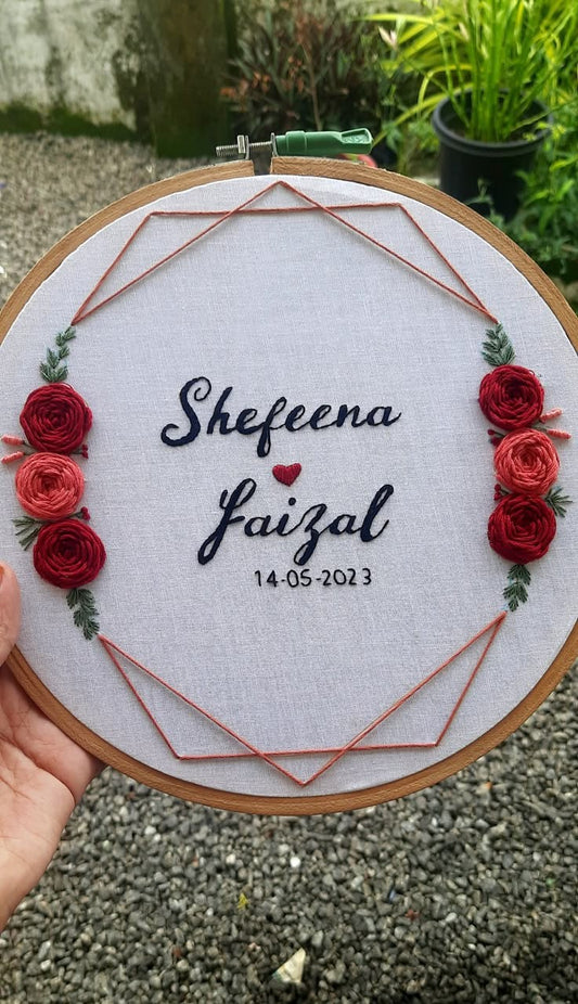 Embroidered Couple's Name Hoop Art