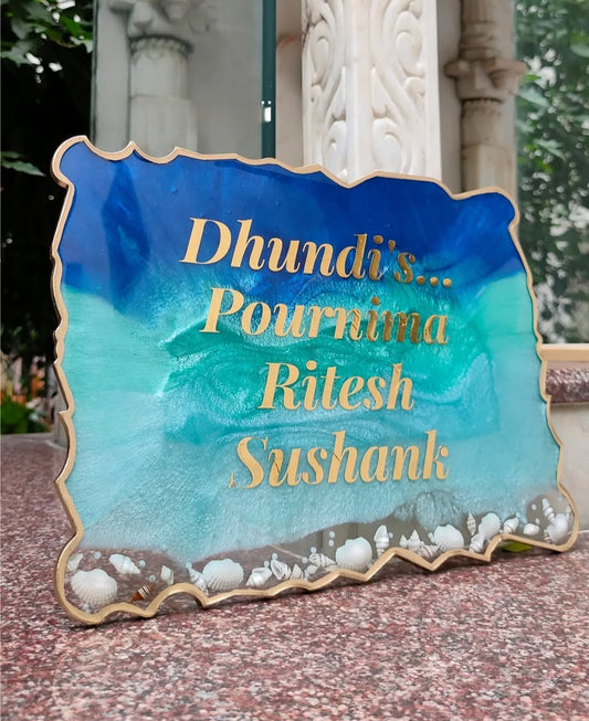 Ocean Theme Resin Nameplate with Family Names