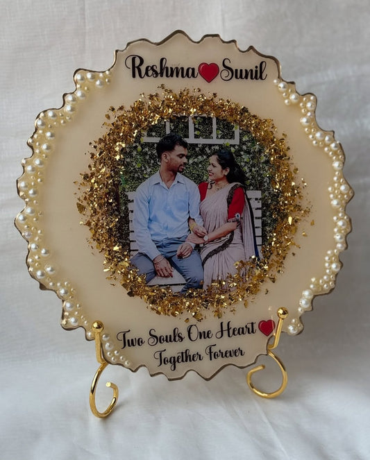 Resin Photo Frame with Couple Name & Love Quote