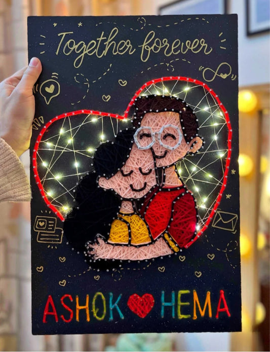Personalized Couple String Art with LED Lights