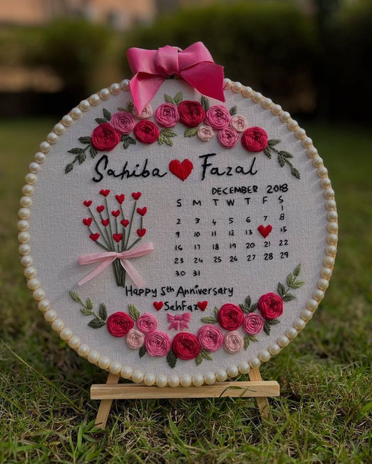Personalized Calendar Embroidery Hoop Art