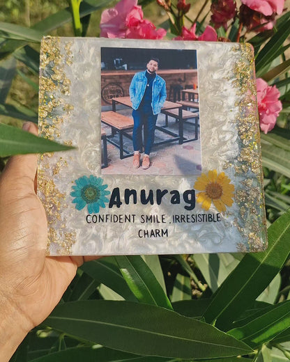 Square Resin Photo Frame For Name, Quote
